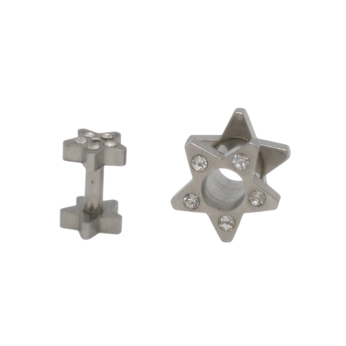 Piercing Alargador Orelha Aço 316L Pedras Modelo 5 Piercing Alargador Orelha Aço 316L Pedras Modelo 5